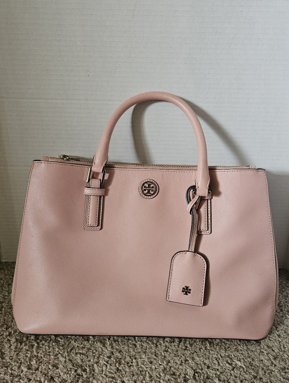 Tory Burch Blush Leather Satchel with Top Handles